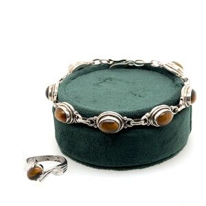 925 Silver & Tigers Eye Set